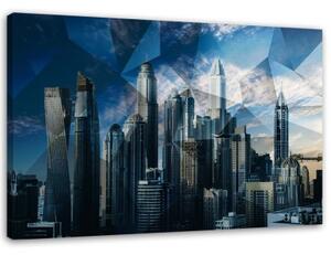 Obraz na plátně Geometrická modrá barva města - 90x60 cm