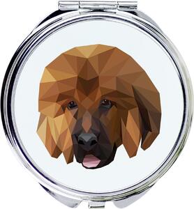 Zrcadlo s fotografií a geometrickým vzorem, značka Art-Dog, určené pro dekoraci psích chovatelských stanic, zobrazující plemena: do khyi, tibetský dogge, tibetský mastif