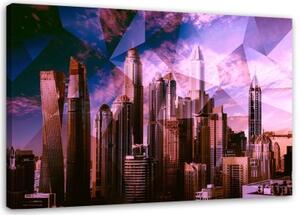 Obraz na plátně Geometrické město Purple - 90x60 cm