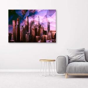 Obraz na plátně Geometrické město Purple - 60x40 cm