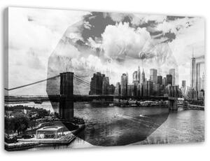 Obraz na plátně New York Geometrické město černá a bílá - 120x80 cm