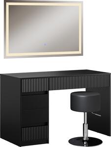 Toaletní stolek Vicco Omira Černá 120 cm se zrcadlem LED a stoličkou, Model 50170