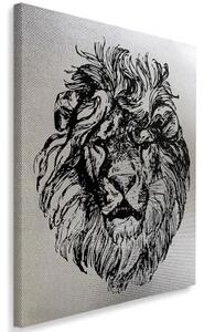 Obraz na plátně Stříbrná lví hlava Nature - 70x100 cm