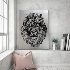 Obraz na plátně Stříbrná lví hlava Nature - 40x60 cm