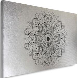 Obraz na plátně, Silver -cored Geometric Theme - Mandala - 120x80 cm