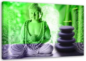 Obraz na plátně Buddha green zen spa - 90x60 cm