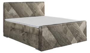Jednolůžková boxspring postel 120 cm Galand (hnědošedá) (s matrací a úl. prostorem)