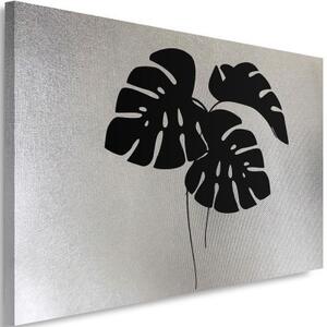 Obraz na plátně, Silver -cored Tropical Lists - Monstera - 60x40 cm