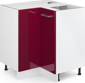 PRODEJ Vicco rohová skříňka R-Line, 75,6 cm bez pracovní desky, vínová vysoký lesk/bílá