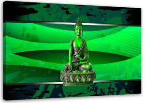 Obraz na plátně Socha Buddhy Zelená - 90x60 cm