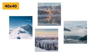 Set obrazů zasněžené hory - 4x 40x40 cm