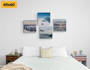 Set obrazů zasněžené hory - 4x 40x40 cm