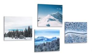 Set obrazů krásy zasněžené přírody - 4x 40x40 cm
