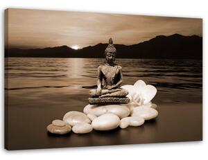 Obraz na plátně Buddha Sunset Brown - 90x60 cm