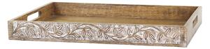 Servírovací podnos z mangového dřeva s řezbami Tours - 59*35*5 cm - Chic Antique