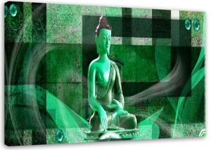 Obraz na plátně Buddha Zelená abstrakce - 90x60 cm