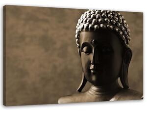 Obraz na plátně Socha Buddhy hnědá - 100x70 cm