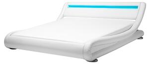 Bílá kožená postel s LED světlem 180x200 cm AVIGNON