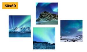 Set obrazů krása polární záře - 4x 40x40 cm