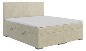 Jednolůžková boxspring postel 120 cm Lemmy (světlobéžová) (s matrací a úl. prostorem)