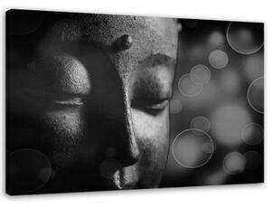 Obraz na plátně Buddha Zen černobílý - 90x60 cm