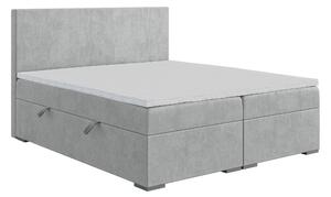 Boxspring postel 140 cm Lemmy (šedá) (s matrací a úl. prostorem)