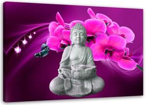 Obraz na plátně Růžová orchidej Buddha - 90x60 cm