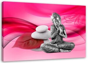 Obraz na plátně Buddha na růžovém pozadí - 90x60 cm