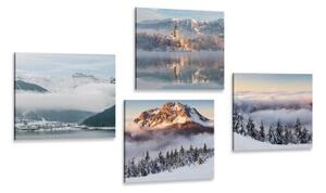 Set obrazů zimní zasněžená krajina - 4x 40x40 cm