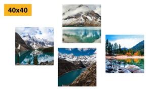 Set obrazů okouzlující horské krajiny - 4x 40x40 cm