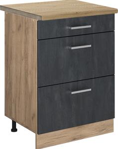 Spodní skříňka kuchyňské linky Vicco R-Line Černý beton 60 cm PD Dub, Model 47550