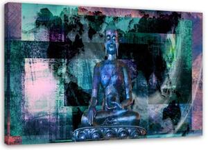 Obraz na plátně Abstraktní Buddha Tyrkysová - 100x70 cm