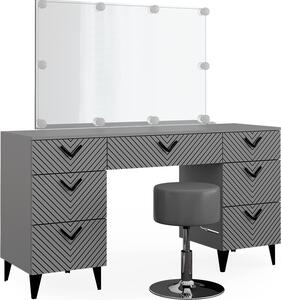 Toaletní stolek Vicco Anett Šedá 150 cm s LED osvětlením a taburetem, Model 40716