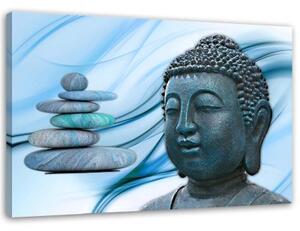 Obraz na plátně Buddha Stone modrá - 100x70 cm