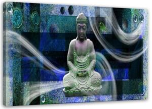 Obraz na plátně Buddha Feng Shui Blue - 120x80 cm