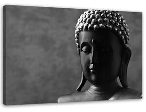 Obraz na plátně Pozice Buddhy Černá Bílá - 90x60 cm