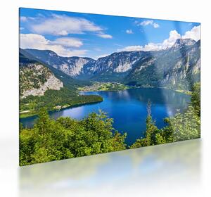Skleněný obraz - Halštatské jezero, Hallstatt, Rakousko (70x50 cm)
