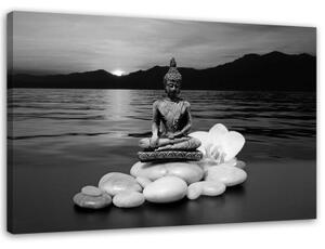 Obraz na plátně Černobílý Buddha Indie - 60x40 cm