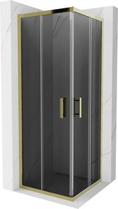 Mexen Rio, čtvercový sprchový kout s posuvnými dveřmi 70 (dveře) x 70 (dveře) x 190 cm, 5mm šedé sklo, zlatý profil, 860-070-070-50-40