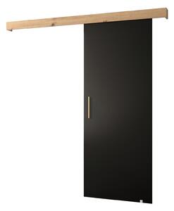 Posuvné dveře 90 cm Sharlene I (černá matná + dub artisan + zlatá)