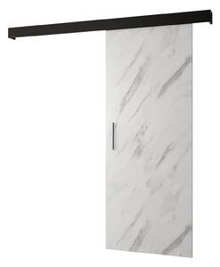 Posuvné dveře 90 cm Sharlene I (mramor bílý + černá matná + stříbrná)