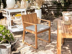 Dřevěná zahradní židle s šedobéžovým polštářem SASSARI