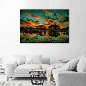 Obraz na plátně Jezero Stromy Nebe Příroda - 60x40 cm