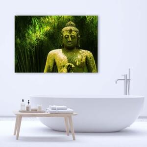 Obraz na plátně FLAT Buddha Zelené bambusové listy - 90x60 cm