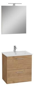 Koupelnová sestava s umyvadlem zrcadlem a osvětlením VitrA Mia 59x61x39,5 cm zlatý dub MIASET60D