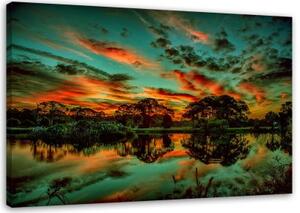 Obraz na plátně Jezero Stromy Nebe Příroda - 120x80 cm