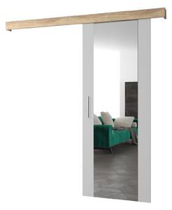 Posuvné dveře 90 cm Sharlene II (bílá matná + dub sonoma + stříbrná) (se zrcadlem)