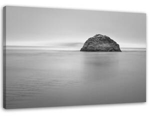 Obraz na plátně Mořská skála černá bílá - 100x70 cm