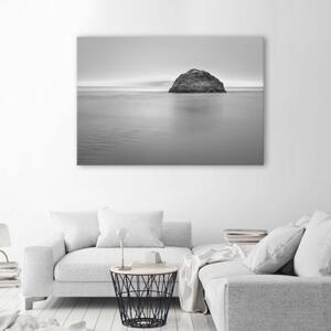 Obraz na plátně Mořská skála černá bílá - 60x40 cm