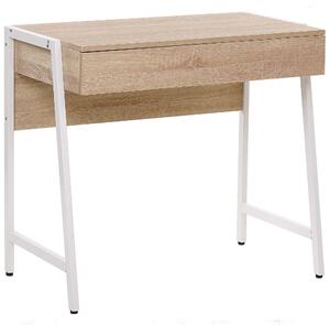 Psací stůl ze světlého dřeva s bílou 84 x 48 cm CARTER